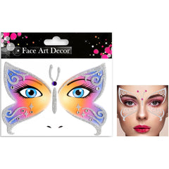 Sticker Temporar pentru Fata, Flippy, pentru Machiaj, Face Art, Halloween, Teatru, Model Fluture, Multicolor