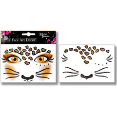 Sticker Temporar pentru Fata, Flippy, pentru Machiaj, Face Art, Halloween, Teatru, Model Leopard, Maro