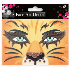 Sticker Temporar pentru Fata, Flippy, pentru Machiaj, Face Art, Halloween, Teatru, Model Leu, Portocaliu