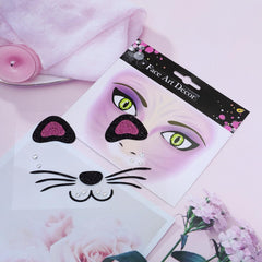 Sticker Temporar pentru Fata, Flippy, pentru Machiaj, Face Art, Halloween, Teatru, Model Pisica, Mov