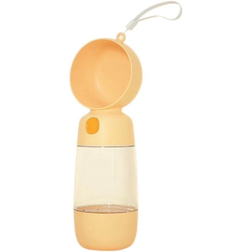 Sticla Animale, Flippy, Portabila, pentru Hrana si Apa, din ABS, 400 ml/182 ml, 25.5 x 8 x 9 cm, Galben