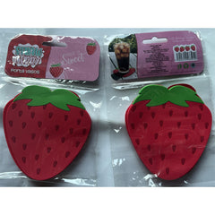 Suport pentru Pahar, Flippy, Model Capsuna, din PVC, 10 x 12 cm, Rezistent la Caldura, Rosu