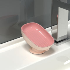 Savoniera din Plastic, Flippy, cu Ventuza, Design Modern, Roz