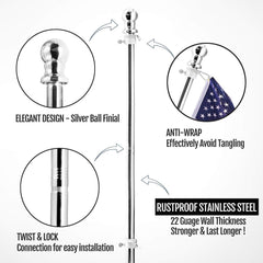Suport de Steag, Flippy, 180 cm, Argintiu