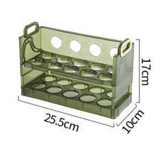 Suport - Organizator pentru Oua in Frigider, Flippy, pentru 20 de oua in 2 Straturi, din Plastic 25.5 x 10 x 17 cm, Verde Transparent