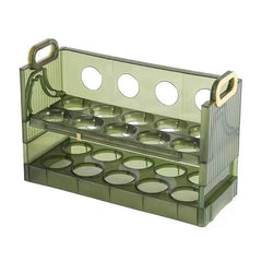 Suport - Organizator pentru Oua in Frigider, Flippy, pentru 20 de oua in 2 Straturi, din Plastic 25.5 x 10 x 17 cm, Verde Transparent