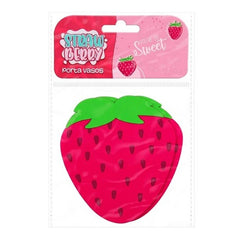 Suport pentru Pahar, Flippy, Model Capsuna, din PVC, 10 x 12 cm, Rezistent la Caldura, Rosu