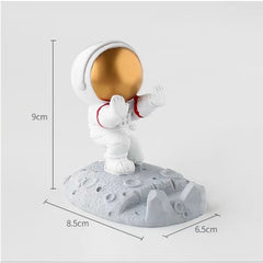 Suport pentru Telefon, Flippy, Suport de Birou pentru Telefon, Suport Telefon pentru Copii, Model Astronaut, Model 2, 9 x 8.5 x 6.5 cm, Plastic, Alb