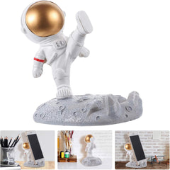 Suport pentru Telefon, Flippy, Suport de Birou pentru Telefon, Suport Telefon pentru Copii, Model Astronaut, Model 1, 9 x 10 x 6.5 cm, Plastic, Alb