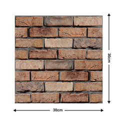 Set 10 x Placi Tapet Autocolant 3D cu Imitatie de Caramida de Exterior, pentru Perete Bucatarie Sufragerie, Usor de Curatat, Rezistent la Apa, Autoadeziv, 30x30 cm, Maro