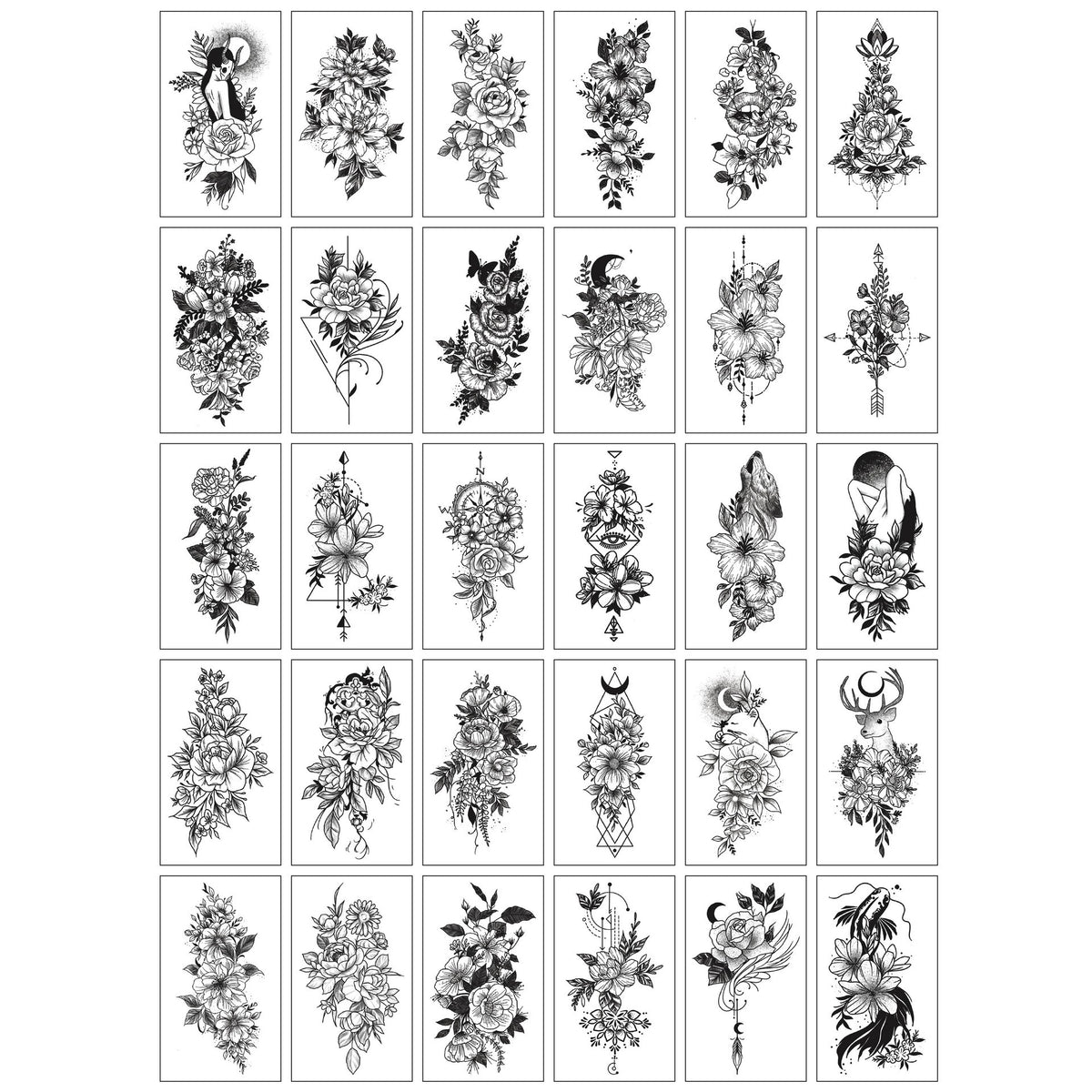Set 30 Tatuaje Temporare, Flippy, pe Baza de Apa, Model 4, Negru