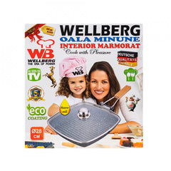 Tigaie grill cu interior antiaderent Wellberg, 28cm, WB-2400-28