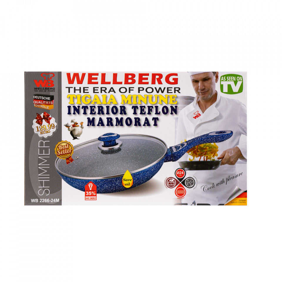 Tigaie universala Wellberg,cu interior antiaderent, diametru 24 cm, WB-2266-24S