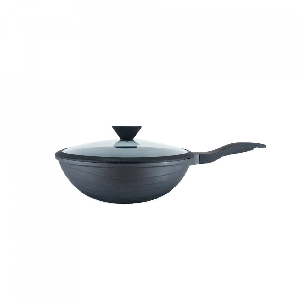 Tigaie wok cu capac, diametru 30 cm