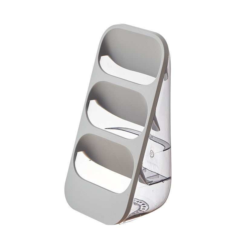 Suport - Organizator pentru Tacamuri, Flippy, 3 Compartimente, Suport pentru Cosmetica, Ustensile, Material PP Durabil, 33 x 16 x 15 cm Gri