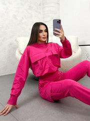 Trening dama bumbac cu buzunare aplicate 4001