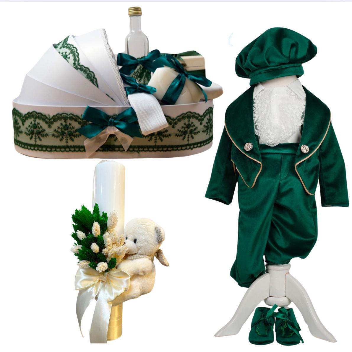 Trusou botez baieti – Green Batism Set