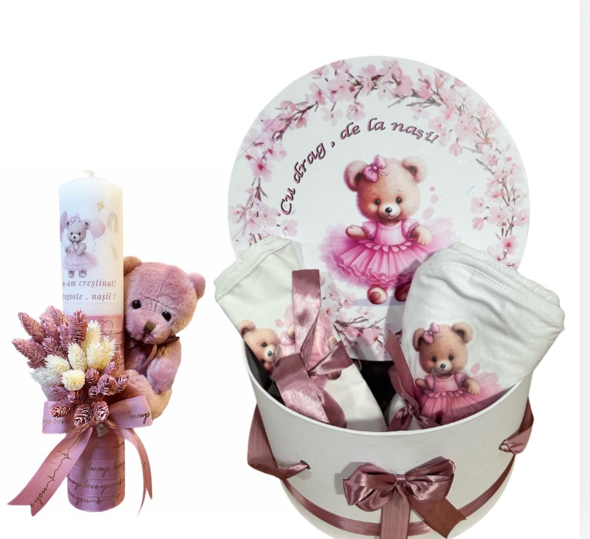 Trusou botez si lumanare Pinky Dream