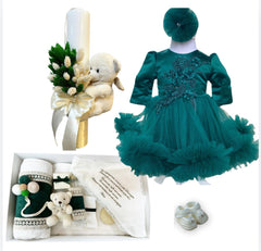 Trusou botez fete – Baby in Green Baptism Set