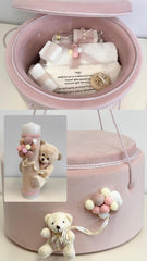 Trusou botez si lumânare Pink Velvet Baby