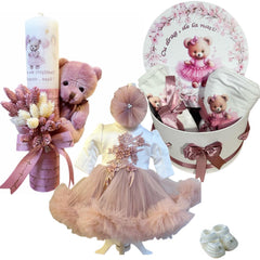 Trusou botez fete – Pink & White Baptism Set