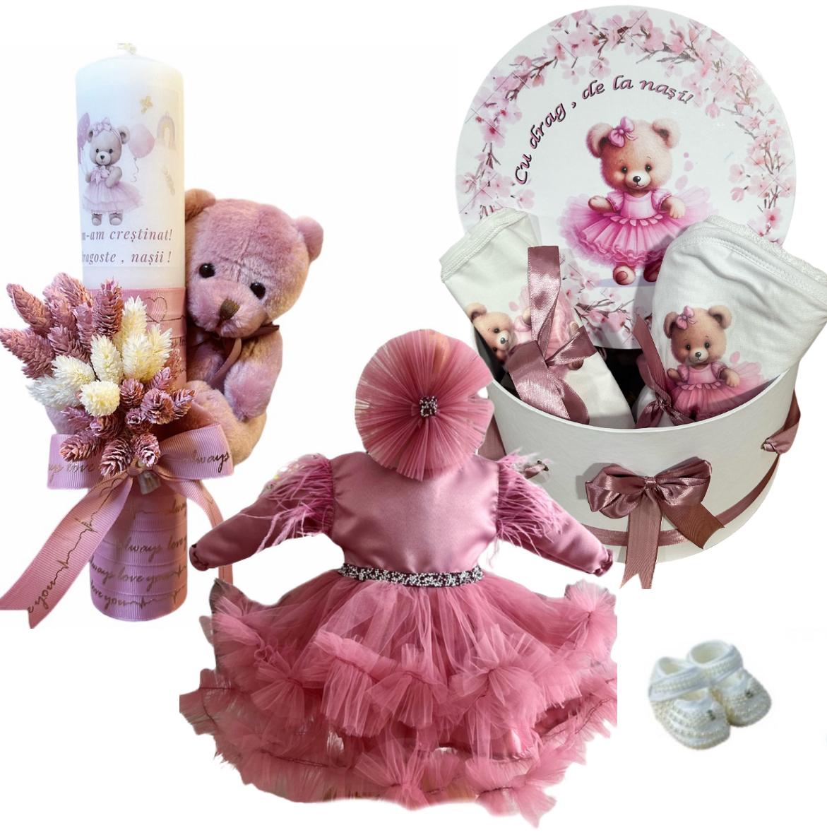 Trusou botez fete – Pink Princess Baptism Set