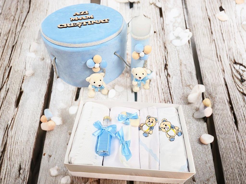 Trusou botez si lumanare Baby Blue
