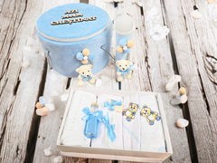 Trusou botez si lumanare Baby Blue