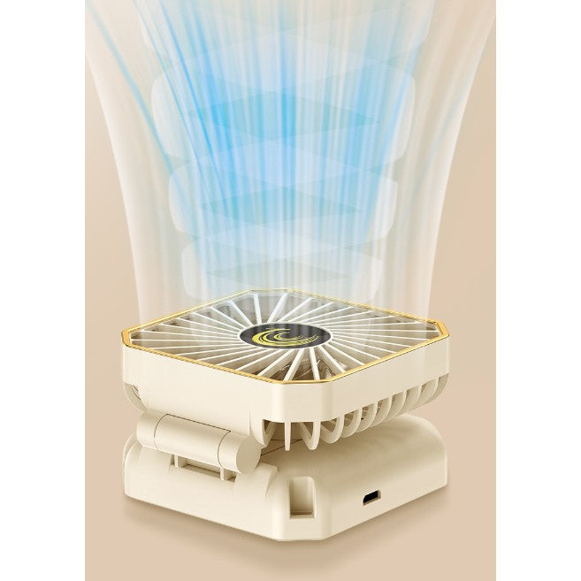 Ventilator Portabil, Flippy, de Gat, de Birou, Suport Telefon, 14 x 7 cm, Incarcare USB, din ABS, 3 Viteze, Alb